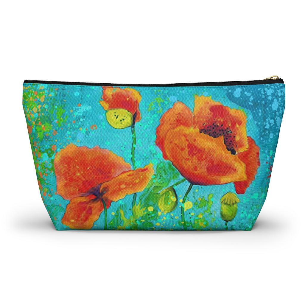 Accessory Pouch w T-bottom - California Poppies