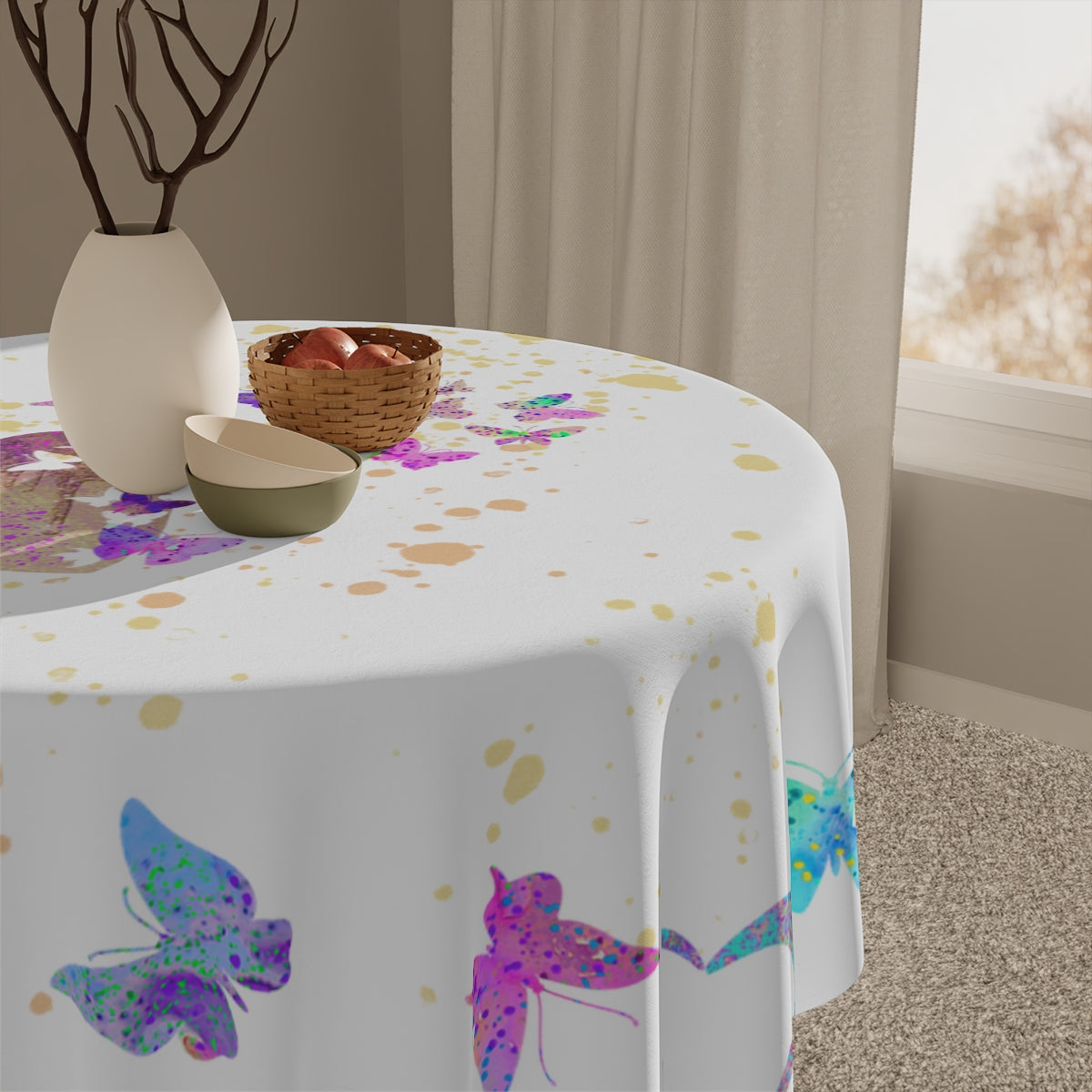 Table Cloth - Butterfly-Hearts/White